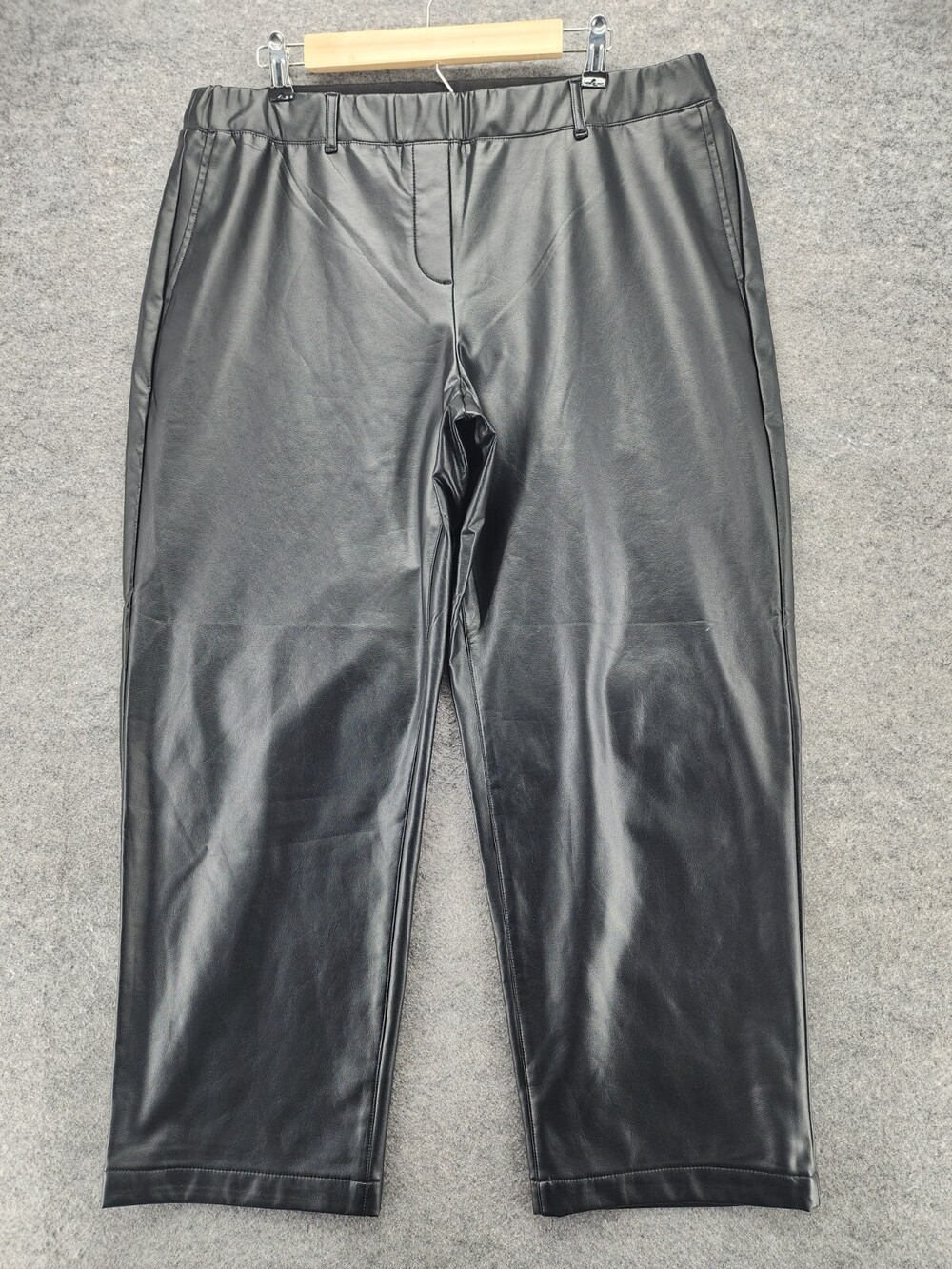 J Jill Pants Womens Large Faux Leather Black Pull On High Rise